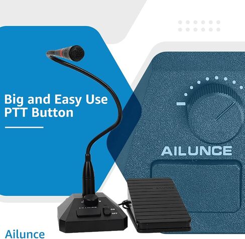 SM01 Desktop Microphone Bundle Radio Foot Switch PTT Compatible HD1 Walkie Talkie,GP328Plus Pin Plug,Non-Slip Base,Volume Adjustable,Gooseneck Design(1 Pack) in Saudi Arabia