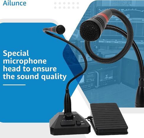 SM01 Desktop Microphone Bundle Radio Foot Switch PTT Compatible HD1 Walkie Talkie,GP328Plus Pin Plug,Non-Slip Base,Volume Adjustable,Gooseneck Design(1 Pack) in Saudi Arabia