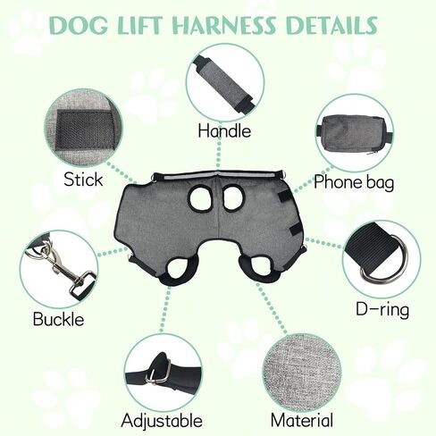 PINVNBY Dog Lift Harness, Pet Back Brace & Rehabilitation Sling Lift Dog Sling Carrier with Handle Adjustable Puppy Support Harness for Dogs Arthritis Nail Trimming（M） in Saudi Arabia