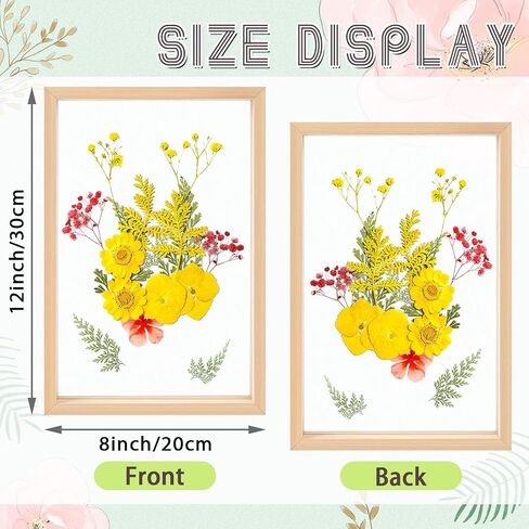Augshy 2 Pack Pressed Flowers Frames, 8 x 8 Floating Picture Frame Acrylic Dried Flower Frame Clear DIY Pressed Flower Art Display Frame for Tabletop Wall Decorations Gifts in Saudi Arabia