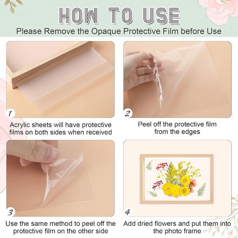 Augshy 2 Pack Pressed Flowers Frames, 8 x 8 Floating Picture Frame Acrylic Dried Flower Frame Clear DIY Pressed Flower Art Display Frame for Tabletop Wall Decorations Gifts in Saudi Arabia