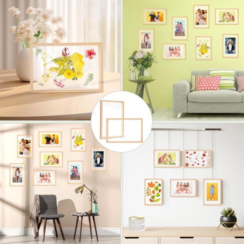 Augshy 2 Pack Pressed Flowers Frames, 8 x 8 Floating Picture Frame Acrylic Dried Flower Frame Clear DIY Pressed Flower Art Display Frame for Tabletop Wall Decorations Gifts in Saudi Arabia