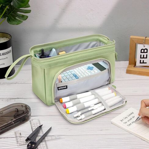 pencil case big pencil pouch pencil box large pencil bag for school, pen cases for adults special pencil cases for girls cute aesthetic big capacity pencil bags with zipper(Green) in Saudi Arabia
