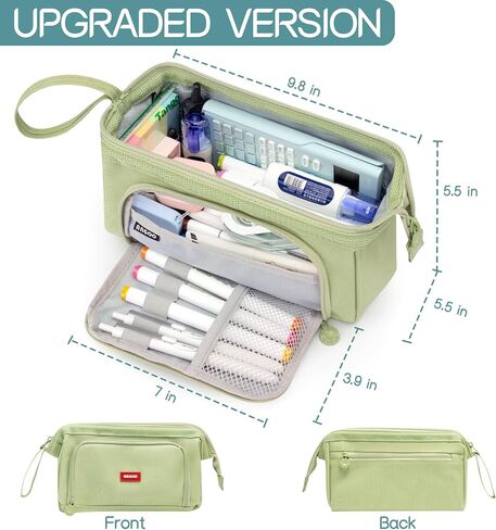 pencil case big pencil pouch pencil box large pencil bag for school, pen cases for adults special pencil cases for girls cute aesthetic big capacity pencil bags with zipper(Green) in Saudi Arabia