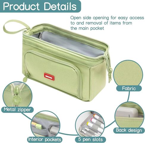 pencil case big pencil pouch pencil box large pencil bag for school, pen cases for adults special pencil cases for girls cute aesthetic big capacity pencil bags with zipper(Green) in Saudi Arabia