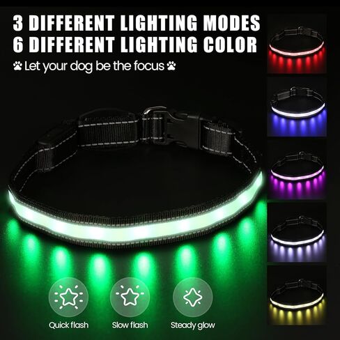 Airtag Dog Collar with Reflective Dog Collar and Light Up Dog Collar for Night Walking and Dog Camping-Dog Light Up Collar with Rechargeable Waterproof Light Can Glow in The Dark Collars(Black,S) in Kuwait