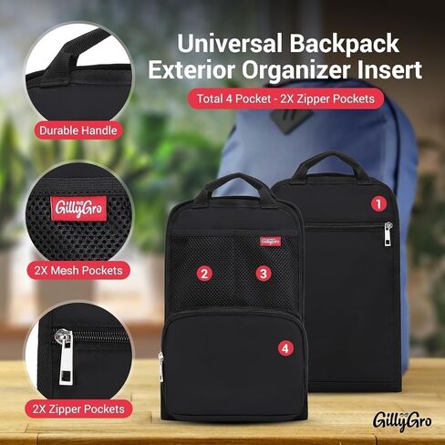 Large Backpack Organizer Insert | Large Bag Organizer Insert for Laptop Bag or Computer Bag, Travel Accessories | Backpack Divider Tech Gifts for Men & Women Tech Bag, Work Bag, Briefcase in Saudi Arabia