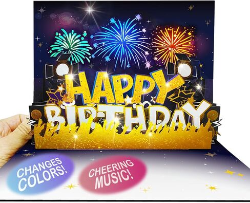 3D Pop Up Birthday Card, Musical Happy Birthday Cards LED Happy Birthday Greeting Cards, Pop Up Birthday Greeting Cards for Men Women Girls Boys Him Her Birthday Gifts Card in Kuwait