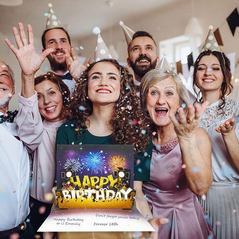 3D Pop Up Birthday Card, Musical Happy Birthday Cards LED Happy Birthday Greeting Cards, Pop Up Birthday Greeting Cards for Men Women Girls Boys Him Her Birthday Gifts Card in Kuwait