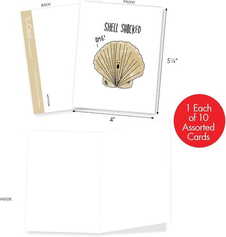 The Best Card Company - Variety Pack of 10 Funny Assorted Blank All Occasions Notecards 4 x 5.12 Inch w/Envelopes - Cartoon Humor for Men, Women (10 Designs, 1 Each) - Wild for Whyatt M6463OCB in Saudi Arabia