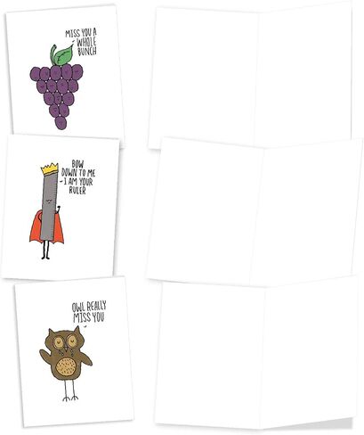 The Best Card Company - Variety Pack of 10 Funny Assorted Blank All Occasions Notecards 4 x 5.12 Inch w/Envelopes - Cartoon Humor for Men, Women (10 Designs, 1 Each) - Wild for Whyatt M6463OCB in Saudi Arabia