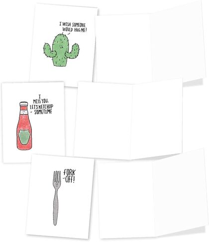 The Best Card Company - Variety Pack of 10 Funny Assorted Blank All Occasions Notecards 4 x 5.12 Inch w/Envelopes - Cartoon Humor for Men, Women (10 Designs, 1 Each) - Wild for Whyatt M6463OCB in Saudi Arabia