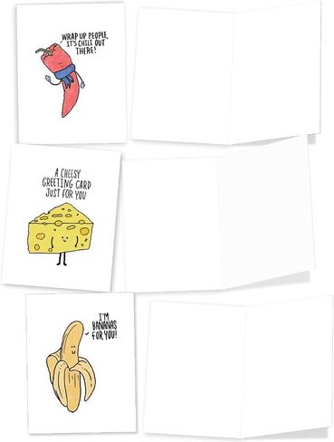 The Best Card Company - Variety Pack of 10 Funny Assorted Blank All Occasions Notecards 4 x 5.12 Inch w/Envelopes - Cartoon Humor for Men, Women (10 Designs, 1 Each) - Wild for Whyatt M6463OCB in Saudi Arabia