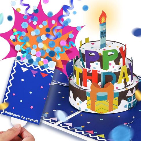 Musical Birthday Card, 3D Birthday Popup Cards & Blowable LED Light & Play Music Birthday Card, Blow out Light and Cheers 'Happy Birthday' Funny Birthday Greeting Card for Women Men Kids Husband Mom in Saudi Arabia