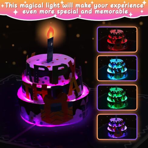 Musical Birthday Card, 3D Birthday Popup Cards & Blowable LED Light & Play Music Birthday Card, Blow out Light and Cheers 'Happy Birthday' Funny Birthday Greeting Card for Women Men Kids Husband Mom in Saudi Arabia