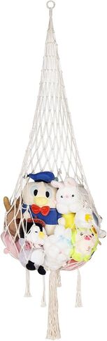 Stuffed Animal Net or Hammock Handmade Large Macrame Toy Display Hammock Organizer for Corners, Walls and Ceiling Hanging Plushie Net Toys Holder for Kids Room Boho Storage(Rose Red in Saudi Arabia