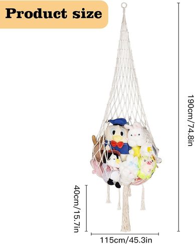 Stuffed Animal Net or Hammock Handmade Large Macrame Toy Display Hammock Organizer for Corners, Walls and Ceiling Hanging Plushie Net Toys Holder for Kids Room Boho Storage(Rose Red in Saudi Arabia