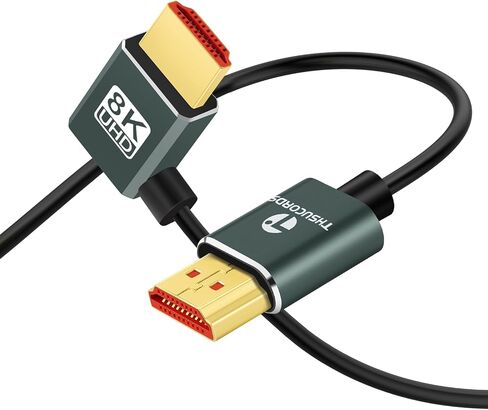 كابل زاوية يسار رفيع للغاية 8K HDMI 2.1 90 درجة بطول 1.6 قدم، سلك مرن رفيع عالي السرعة يدعم 4K@120 هرتز 8K@60 هرتز متوافق مع تلفزيون Roku/HDTV/PS5/بلو راي in Saudi Arabia