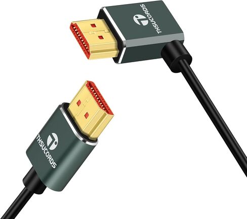 كابل زاوية يسار رفيع للغاية 8K HDMI 2.1 90 درجة بطول 1.6 قدم، سلك مرن رفيع عالي السرعة يدعم 4K@120 هرتز 8K@60 هرتز متوافق مع تلفزيون Roku/HDTV/PS5/بلو راي in Saudi Arabia