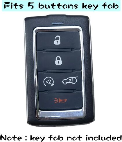 2Pcs 5 Buttons TPU Smart Key Fob for 2023 2022 2021 Jeep Grand Cherokee L Grand Wagoneer Key Fob Cover M3NWXFOB1 (Black) in Saudi Arabia
