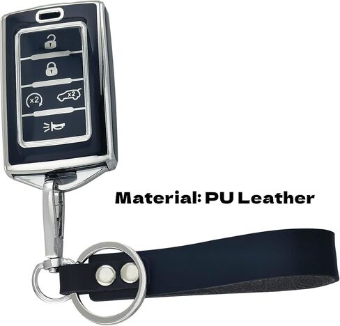 2Pcs 5 Buttons TPU Smart Key Fob for 2023 2022 2021 Jeep Grand Cherokee L Grand Wagoneer Key Fob Cover M3NWXFOB1 (Black) in Saudi Arabia