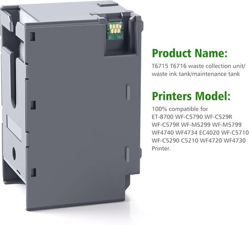 صندوق صيانة الحبر T6715 T6716 ​​المعاد تصنيعه لطابعة Workforce Pro WF-4730 WF-4740 WF-4734 WF-4830 WF-4820 WF-4720 WF-4834 WF-3820 ET-8700 WF-C5790 WF-C5710 in Kuwait