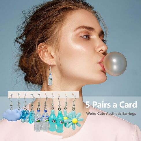 GIFIKOI 30-40 زوجًا من الأقراط الغريبة اللطيفة والمضحكة على شكل الدب والبط والفطر والفاكهة والزهور المتدلية للنساء والفتيات والأقراط الجمالية للأغذية والأقراط الحيوانية السائبة in Saudi Arabia