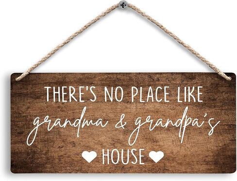 Grandma and Grandpa's House Hanging Wooden Signs 12x6, Grandma and Grandpa Gifts, Grandparents Gifts House Wall Decor, Grandkids Welcome Sign Decor Gifts for Grandma and Grandpa Grandparents in Kuwait