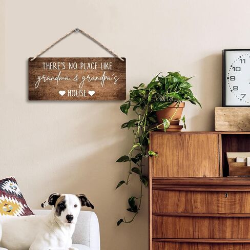 Grandma and Grandpa's House Hanging Wooden Signs 12x6, Grandma and Grandpa Gifts, Grandparents Gifts House Wall Decor, Grandkids Welcome Sign Decor Gifts for Grandma and Grandpa Grandparents in Kuwait