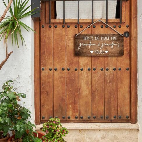 Grandma and Grandpa's House Hanging Wooden Signs 12x6, Grandma and Grandpa Gifts, Grandparents Gifts House Wall Decor, Grandkids Welcome Sign Decor Gifts for Grandma and Grandpa Grandparents in Kuwait