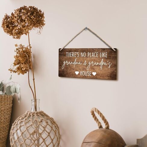 Grandma and Grandpa's House Hanging Wooden Signs 12x6, Grandma and Grandpa Gifts, Grandparents Gifts House Wall Decor, Grandkids Welcome Sign Decor Gifts for Grandma and Grandpa Grandparents in Kuwait