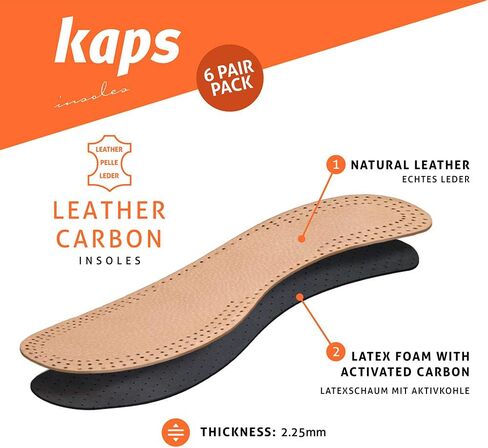 مجموعة من 6 أزواج من نعال الأحذية الجلدية المصنوعة من الكربون للرجال والنساء مع طبقة سفلية من الكربون المنشط، وحشوات بديلة، وقبعات (رجال / 8 أمريكي / 41 يورو) in Kuwait