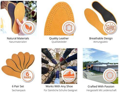 مجموعة من 6 أزواج من نعال الأحذية الجلدية المصنوعة من الكربون للرجال والنساء مع طبقة سفلية من الكربون المنشط، وحشوات بديلة، وقبعات (رجال / 8 أمريكي / 41 يورو) in Kuwait