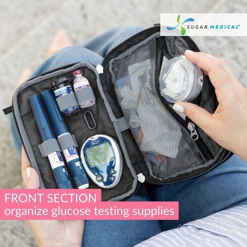 مجموعة فاني المخصصة لمرض السكري المعزولة طبيًا من شوجر | حالة توريد مرض السكري | منتجات العناية بمرضى السكر | حقيبة سفر لمستلزمات مرضى السكري | حقيبة حزام لمرض السكري مع حزام قابل للتعديل (العقيق) in Kuwait