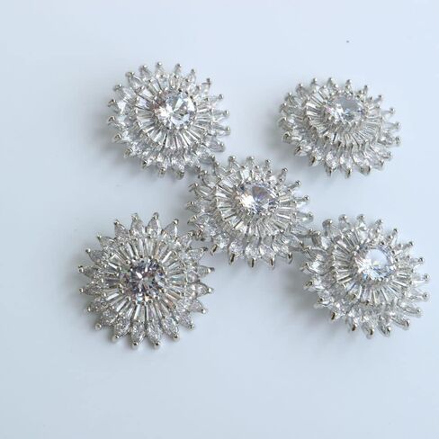 5 قطعة/الوحدة أزرار كريستال فاخرة للملابس زر زركون لمعطف أزرار الخياطة تشيكوسلوفاكيا الزخرفية لسترة الكشمير (25.2 مللي متر) in Kuwait