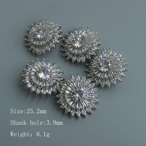5 قطعة/الوحدة أزرار كريستال فاخرة للملابس زر زركون لمعطف أزرار الخياطة تشيكوسلوفاكيا الزخرفية لسترة الكشمير (25.2 مللي متر) in Kuwait