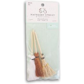 Dollhouse and Craft Miniatures - Mop and Brooms - 3 Count - Scale 1:12