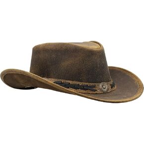 Sidewinder Shapeable Outback hat Western Style Leather Cowboy hat for Men and Women Wide Brim Vintage Old Style