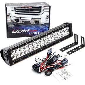 iJDMTOY Lower Grille Mount LED Light Bar Compatible with 2015-up GMC Sierra 2500 3500 HD, Includes (1) 96W High Power LED Lightbar, Lower Bumper Opening Mounting Brackets & On/Off Switch Wiring Kit