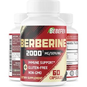 BEBEFEN Berberine HCL Supplement 2000mg - Supports Immune System, Cardiovascular Health - Non GMO | Gluten Free
