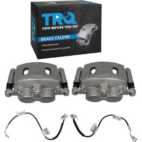 TRQ Front Brake Caliper & Hose Set Compatible with 05 Chevrolet Silverado 1500 GMC Sierra