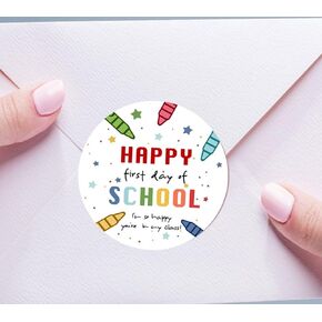 120Pcs Happy First Day of School Stickers,Welcome Back to School Treat Bag Stickers, Back to School Gift Labels,Kids Classroom Classmate Teacher Label,Back to School Tag