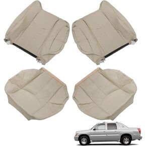 munirater Tan 4Pcs Seat Cover Leather Bottom Lean Back Driver & Passenger Replacement for 2003-2006 Escalade