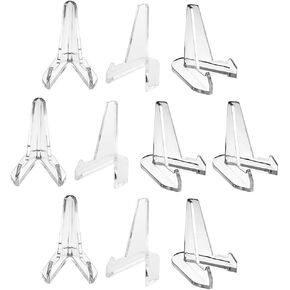 10 Pieces Small Clear Acrylic Coin Display Stand Acrylic Easel Stands Acrylic Easel Holder Coin Display Easel Holder for Coin, Pocket Watches, Military Medal, Challenge Medal, Photo, Height 2.56 Inch