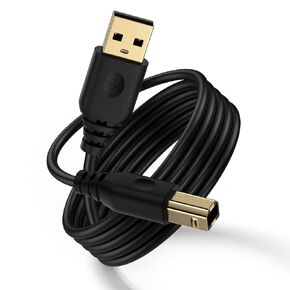 USB Printer Cable 10FT USB A to USB B 2.0 High Speed Printer Scanner Cord for HP,Dell,Epson,Brother,Xerox,Samsung,USB MIDI Cable for Yamaha Piano Keyboard, DAC to iPad,USB Type-A to Type-B Cord