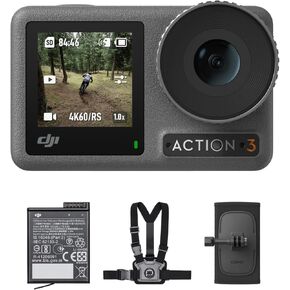 DJI Osmo Action 3 Outdoor Combo, 4K/120fps Action Camera with Chest & Backpack Strap Mount for Hiking and Cycling, Super-Wide FOV, HorizonSteady, Cold Resistant & Up to 320 Mins with 2 Batteries
