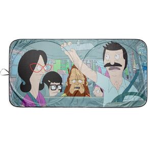 Bob's Burgers Belcher Family Sunshade for Windshield | Foldable Sun Visor Protector for Cars, Trucks, SUVs | Blocks UV Rays and Sun Glare | 64 x 32 Inches
