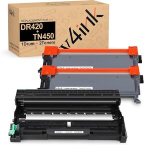 v4ink 3PK Compatible TN450 Toner and DR420 Drum Replacement for Brother TN450 TN420 Toner Cartridge DR420 Drum Set Black for HL-2270dw HL-2280dw HL-2230 HL-2240d MFC-7240 MFC-7360n MFC-7860dw Printer