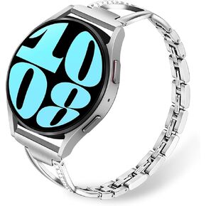 TRUMiRR Women Band for Galaxy Watch 6/5/4 40mm 44mm, Bling Diamond & Stainless Steel Watchband Quick Release Strap Jewelry Wristband for Samsung Galaxy Watch Active 2 / Active
