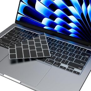 DTTO Keyboard Cover for MacBook Air M2 13.6/15.3 inch 2022/2023 (A2681 A2941), MacBook Pro 14/16 inch 2021/2023 (A2779 A2780 A2485 A2442), Ultra Thin Soft TPU Keyboard Protector Skin, Black
